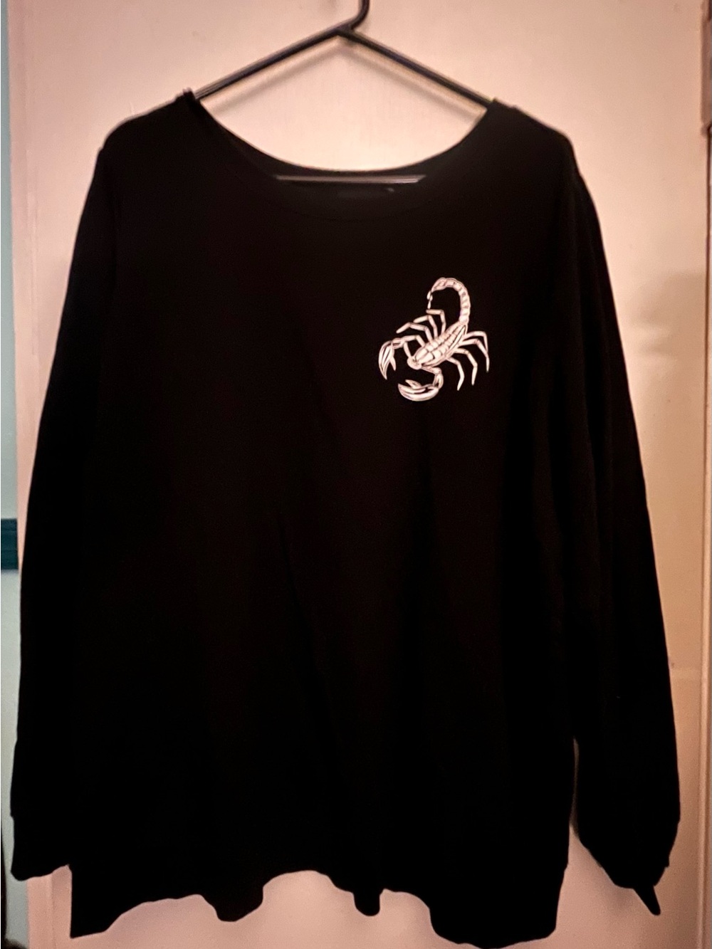 Lovesick Black Crewneck Sweater with White Scorpion Patch